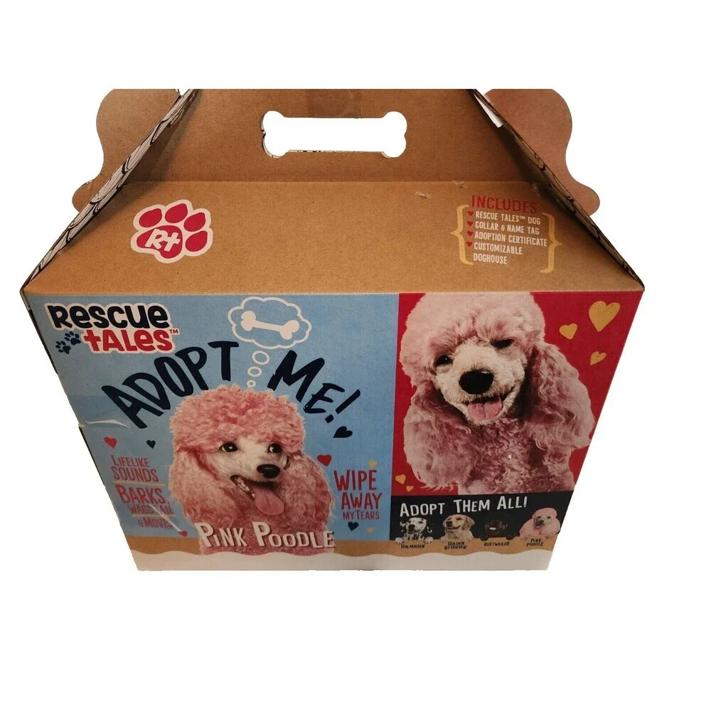 Rescue Tales PINK POODLE Adoptable Pet Lifelike Sounds Barks Wags Tail Moves